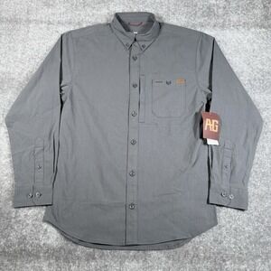NWT AG Gear Shirt Men's Small Gray Harvester Long Sleeve Button‎ Up Stretch